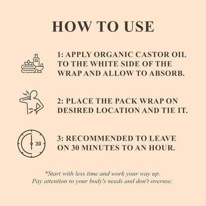 Castor Oil Pack Wrap | Organic Castor Oil 16 Oz | Reusable Wraps | Durable Comfortable Pack Wraps | Adjustable Elastic Straps | Neck and Stomach
