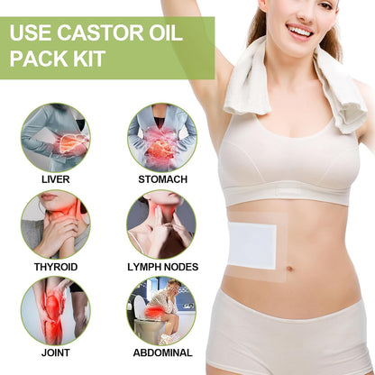 20Pcs Castor Oil Pack Wrap, Castor Oil Patches for Abdominal Area, Silicone Gel Technology for Gentle Sensitive Skin Comfort, Low Sensation Wear, Painless Removal